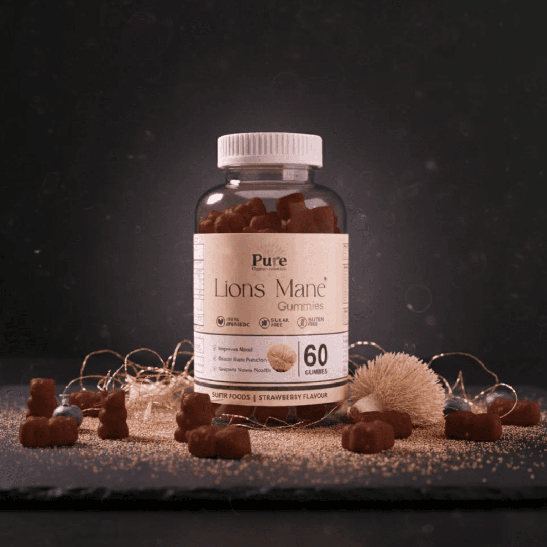 Pure Organics Australia Lion’s Mane Gummies | 60 Gummies | Brain & Focus Support