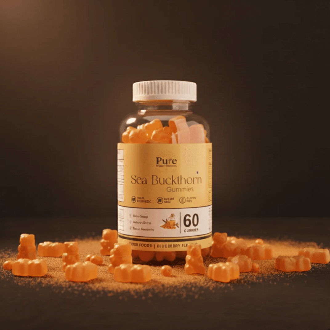 Pure Organics Australia Sea Buckthorn Gummies | 60 Gummies | Skin, Hair & Wellness Support